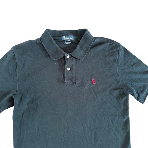 Polo by Ralph Lauren Boys XL Black Short Sleeve Polo Shirt Red Pony Logo - Picture 2 of 3